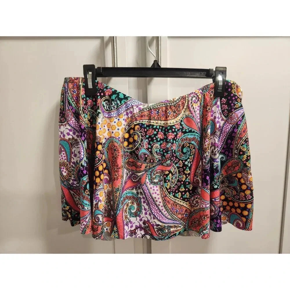 NWT Kenneth Cole Paisley Tummy Control Swim Shorts 1X
